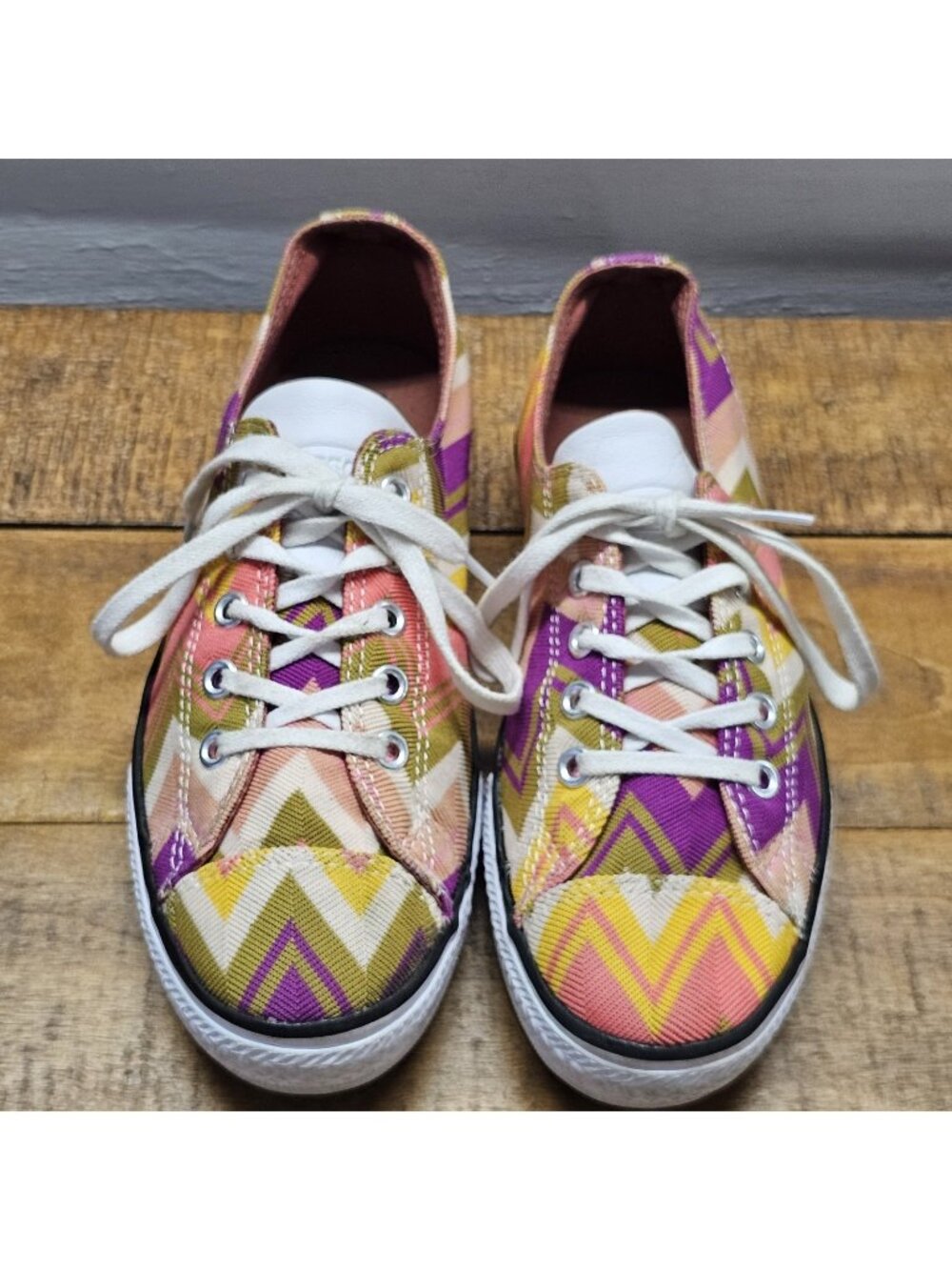 Converse All Star X Missoni Shoes Womens SZE 5 Purple Pink Woven Chevron Low Top